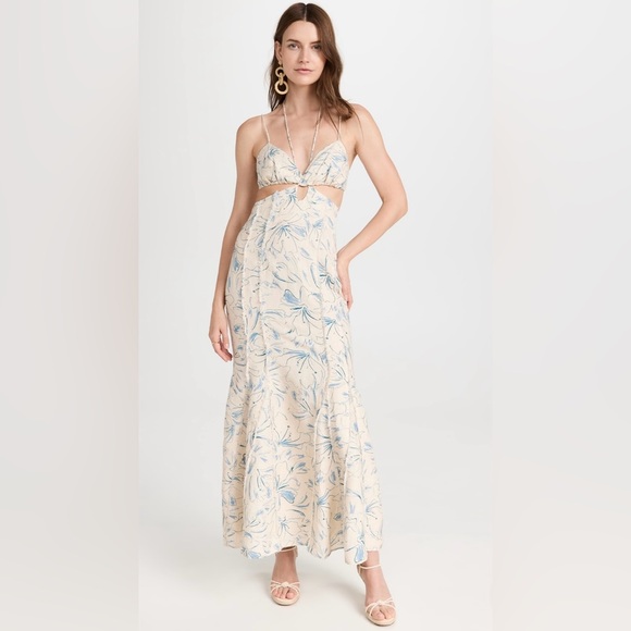 Significant Other Anita Dress Sleeveless Maxi Floral Size 4 Blue Beige - Picture 2 of 16